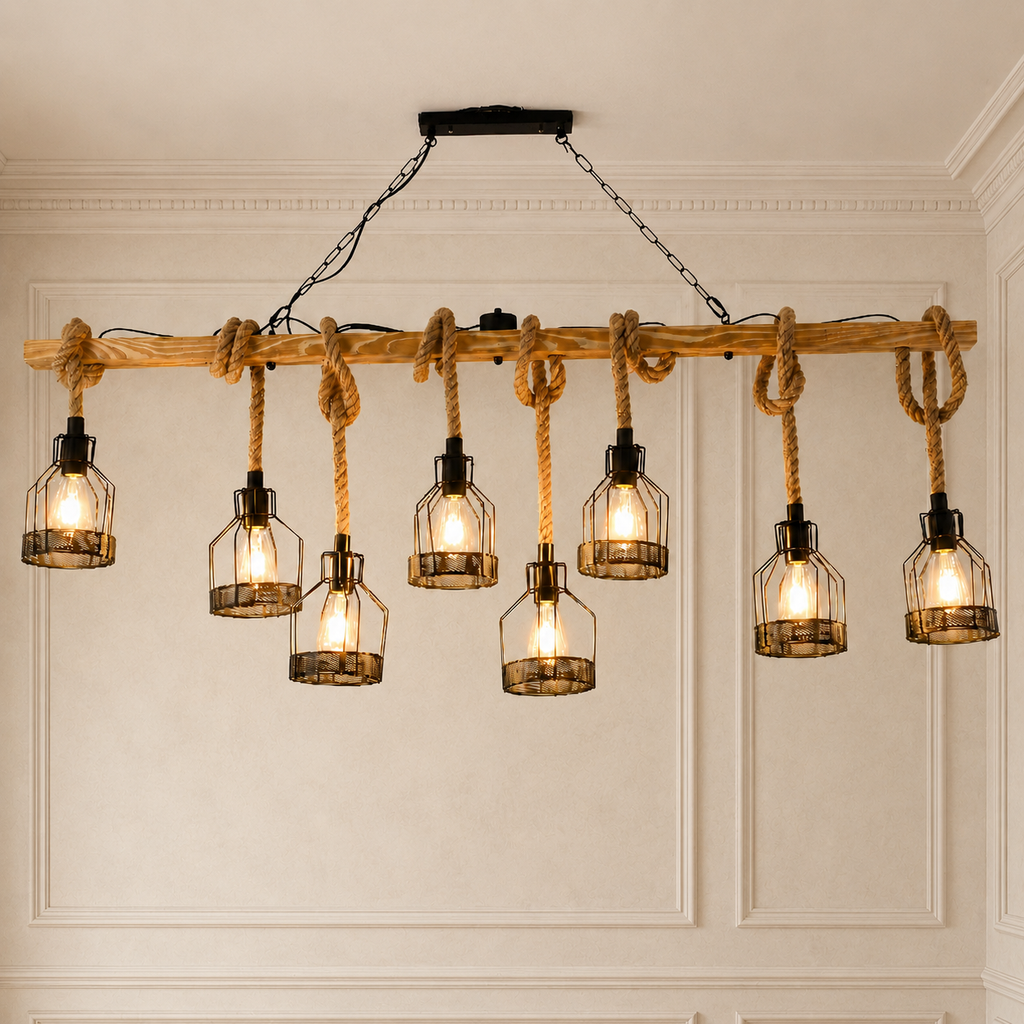 Hemp Rope Industrial Grenade Chandelier