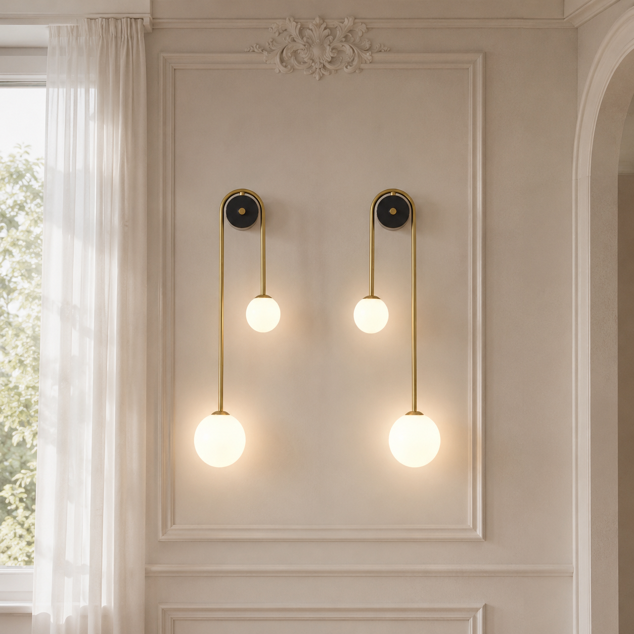 Brass Arc Wall Light